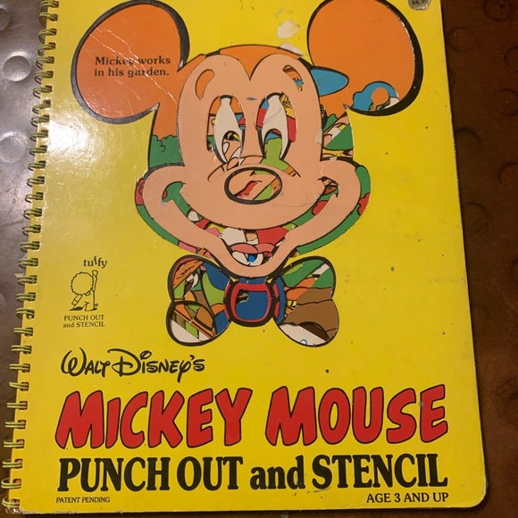 Walt Disney's Mickey Mouse Punch Out Stencil Spiral Books 1988 VTGWalt - Picture 2 of 10